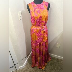 Ted Baker London Bambia Orange and pink tiered floral‎ maxi dress with pockets